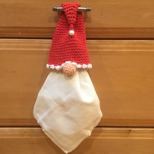 NEW Santa Gnome 100% Cotton Handmade Towel Topper with Flour Sack Towel